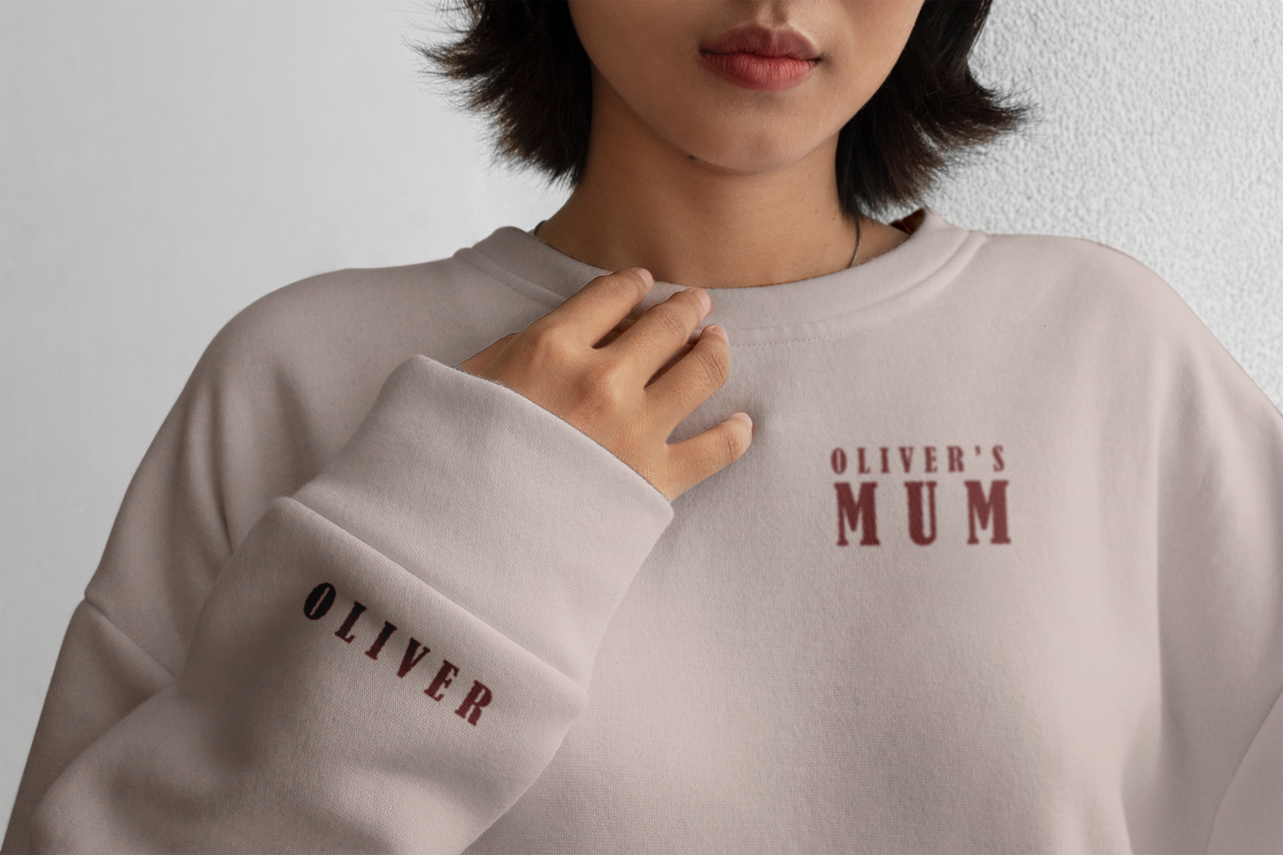 Good Dream Design Their Mum/Dad Sweatshirt in a cozy setting, featuring a stylish design and soft fabric texture.