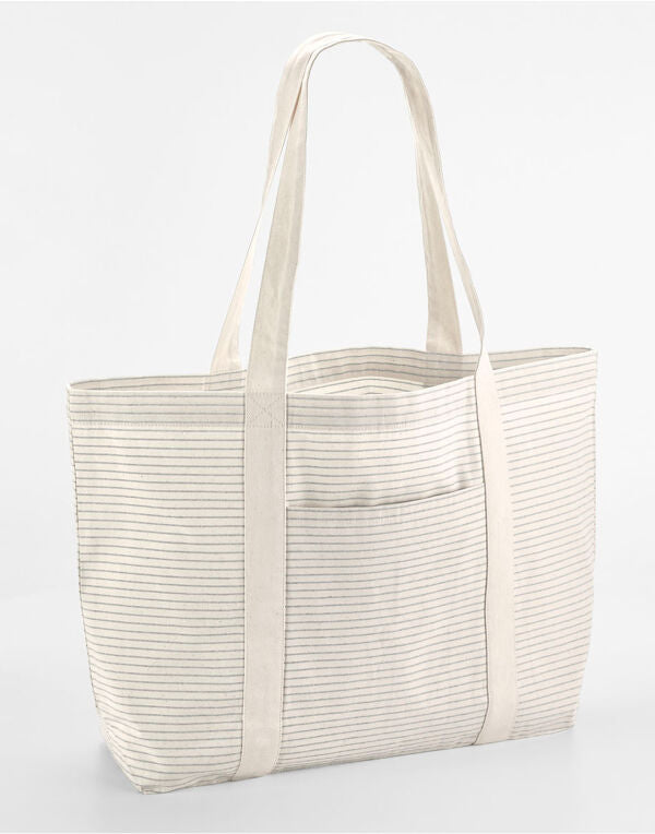 Striped Org Cotton Shopper Sustainable Everyday Tote - Good Dream Design 