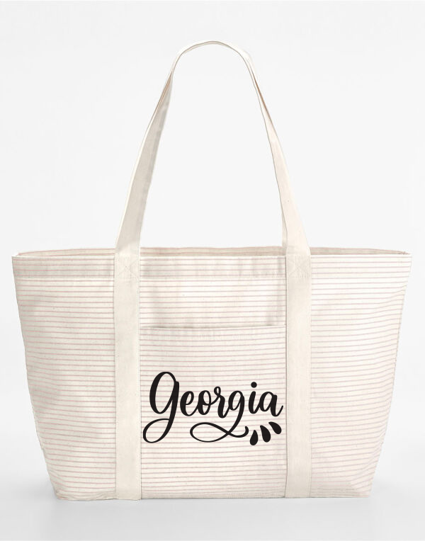 Striped Org Cotton Shopper Sustainable Everyday Tote - Good Dream Design 